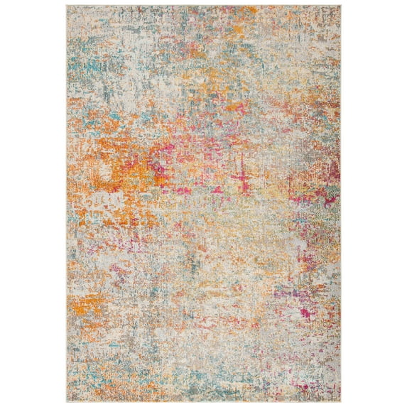 SAFAVIEH Madison Kebo Abstract Area Rug, Grey/Turquoise, 5'3" x 7'6"