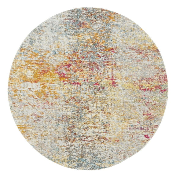 SAFAVIEH Madison Kebo Abstract Area Rug, Grey/Turquoise, 8' x 8' Round