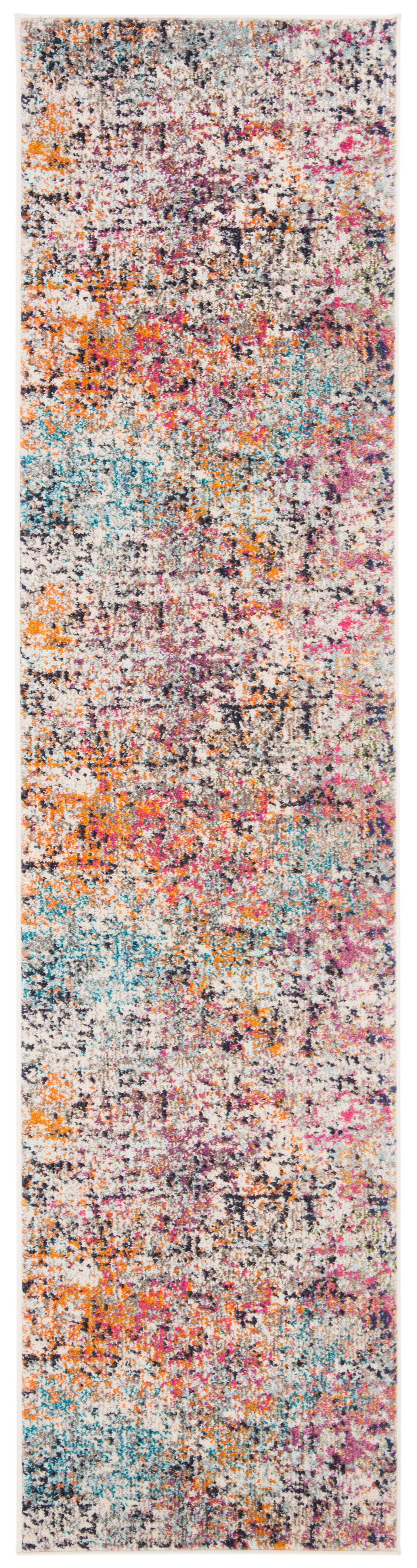 Metro-Mod Grey/Pink Synthetic 2'2" x 10' Runner Rug