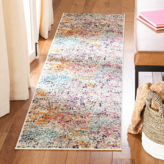 SAFAVIEH Madison Kebo Abstract Runner Rug, Grey/Pink, 2'2" x 18' - Modern Design, Grey & Pink, Ideal for Living Room, Bedroom, Dining Space, Entryway, Hallway, Kitchen