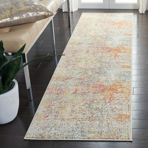 SAFAVIEH Madison Kebo Abstract Runner Rug, Grey/Turquoise, 2'2" x 18' - Modern Design, Grey & Turquoise, Ideal for Living Room, Bedroom, Dining Space, Entryway, Hallway, Kitchen