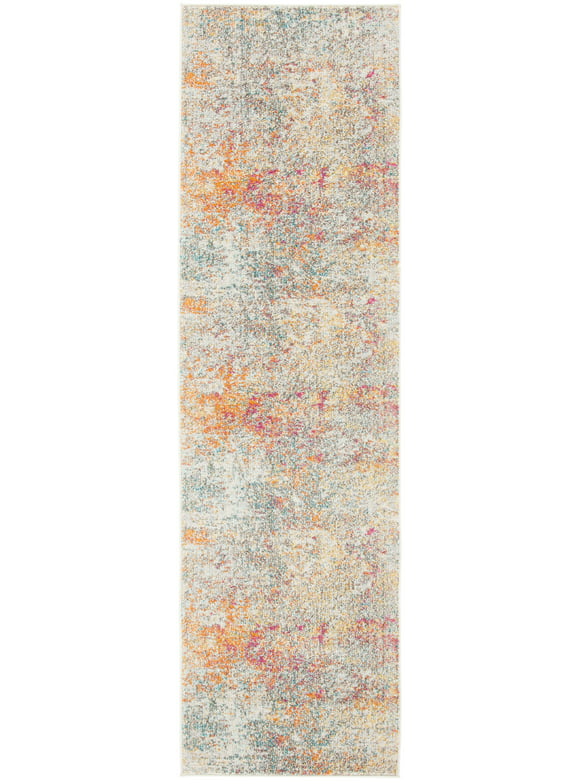 SAFAVIEH Madison Kebo Abstract Runner Rug, Grey/Turquoise, 2'2" x 8'