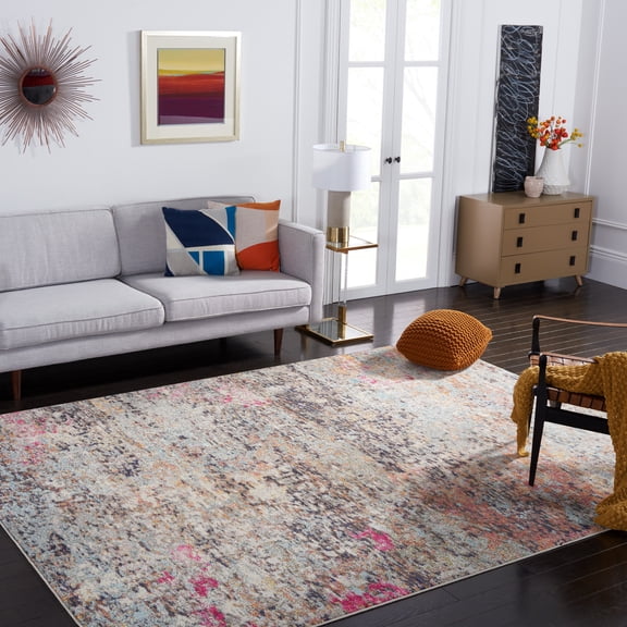 SAFAVIEH Madison Kebo Vintage Abstract Area Rug, Black/Gold, 10' x 14' - X-Large - Modern Design, Black & Gold, Ideal for Living Room, Bedroom, Dining Space