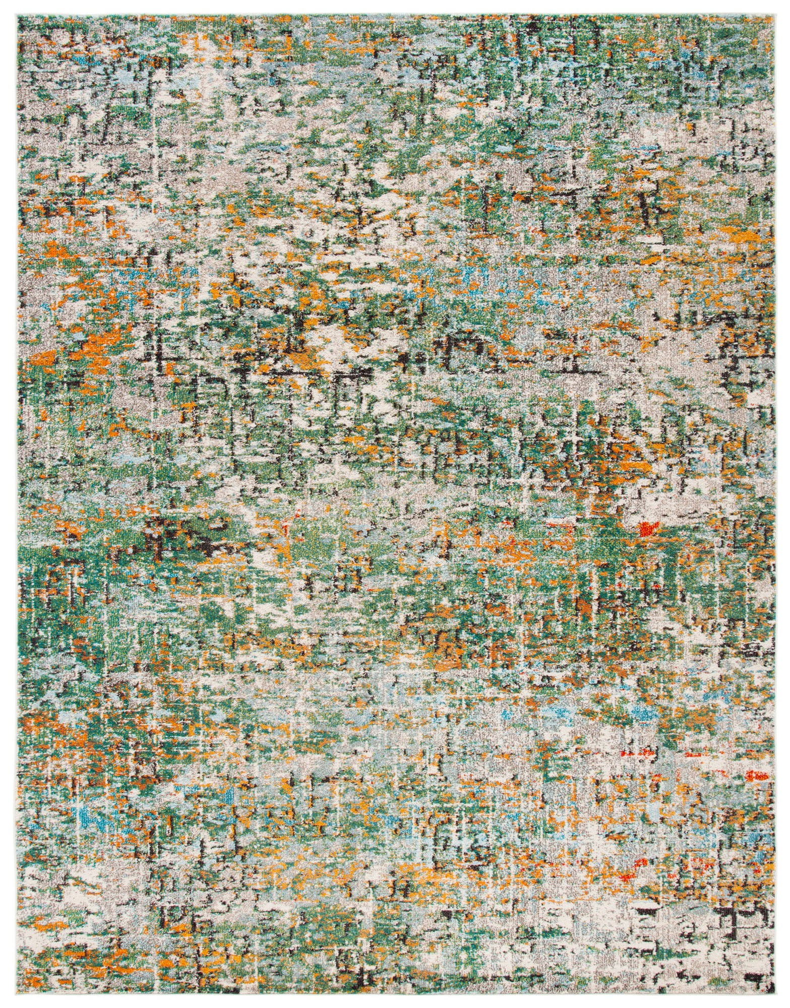 SAFAVIEH Madison Kebo Vintage Abstract Area Rug, Green/Turquoise, 8' x