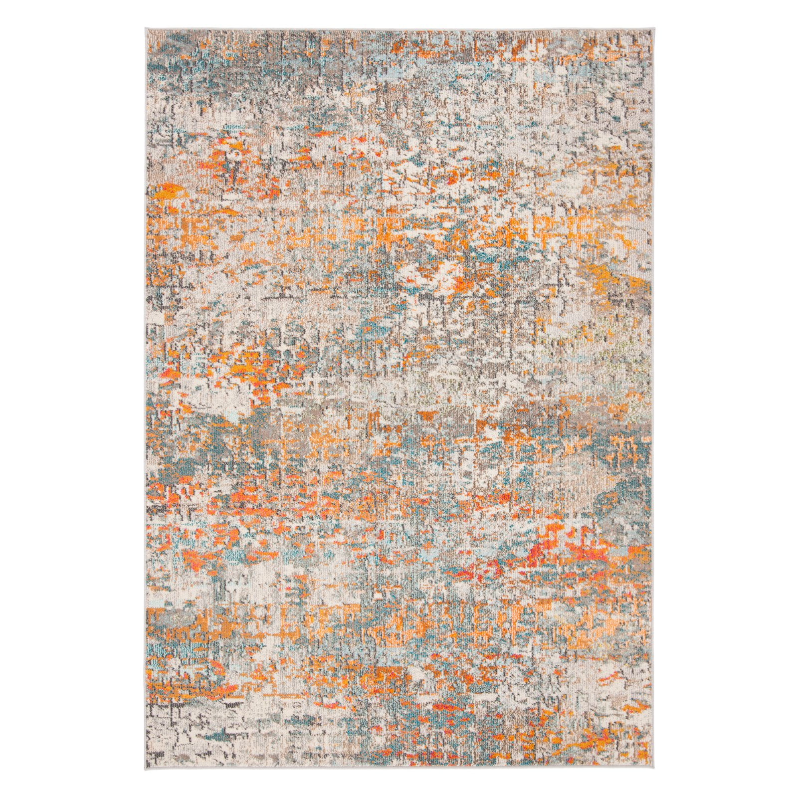 SAFAVIEH Madison Kebo Vintage Abstract Area Rug, Grey/Orange, 8' x 10