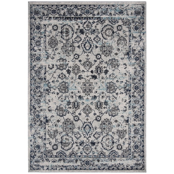 SAFAVIEH Madison Kirsteen Floral Bordered Area Rug, Light Grey/Blue, 4' x 6'