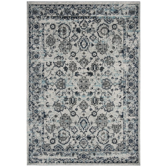 SAFAVIEH Madison Kirsteen Floral Bordered Area Rug, Light Grey/Blue, 5'3" x 7'6"