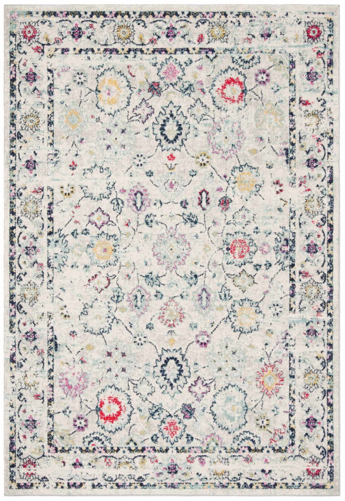 Light Grey and Fuchsia 8' x 10' Hand-knotted Synthetic Rug