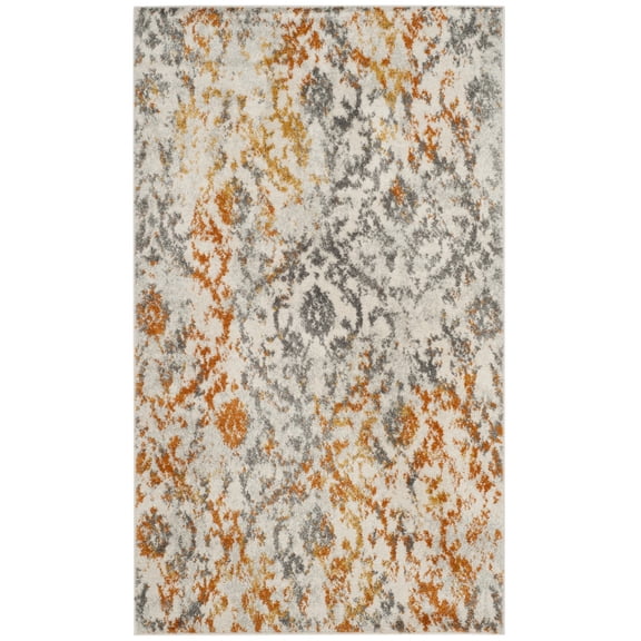 SAFAVIEH Madison Laila Damask Area Rug, Cream/Orange, 2'3" x 4'