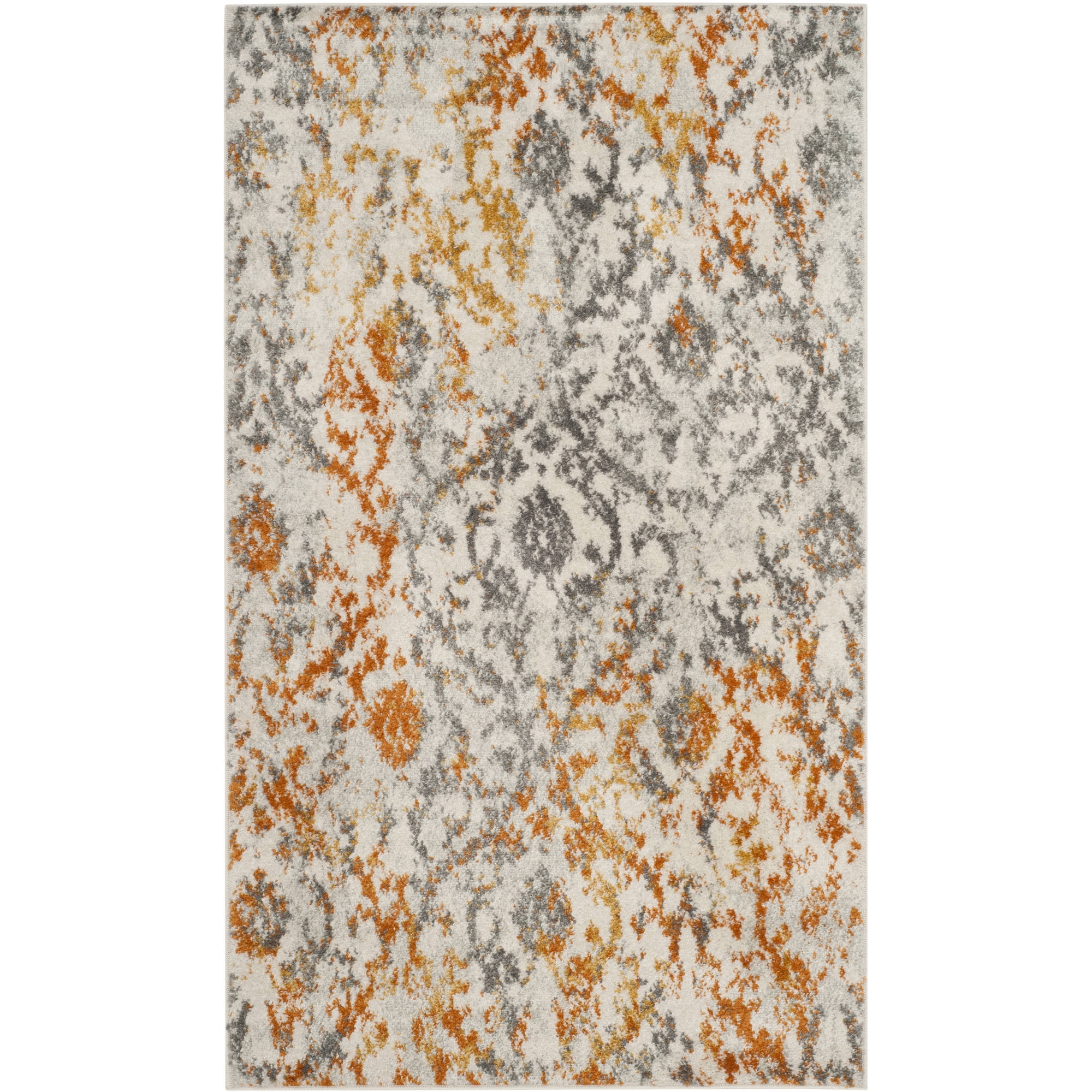 Metro-Mod Chic Gray Synthetic 3' x 5' Easy-Care Area Rug