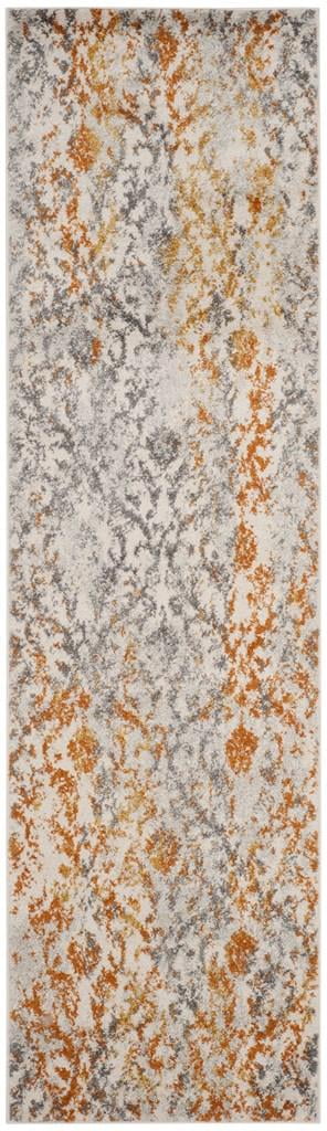 Madison Elegance Cream/Orange Distressed Runner Rug - 2'3" x 14'