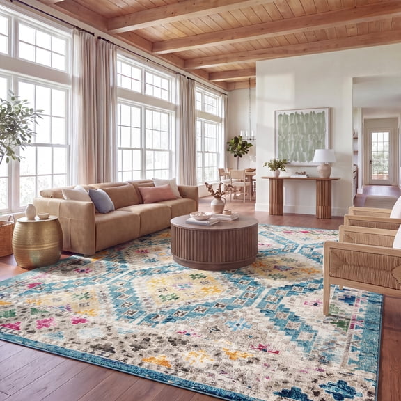 Safavieh Madison Lanford Southwestern Area Rug, Dark Blue/Yellow, 10' x 14'