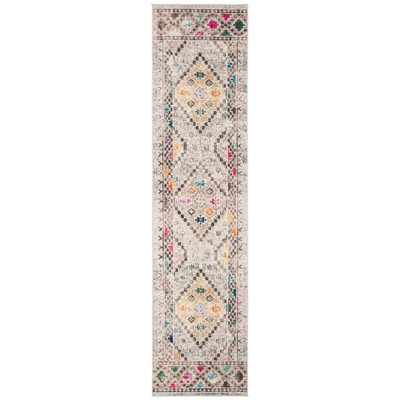 SAFAVIEH Madison Lanford Southwestern Runner Rug, Grey/Yellow, 2'2" x 12'
