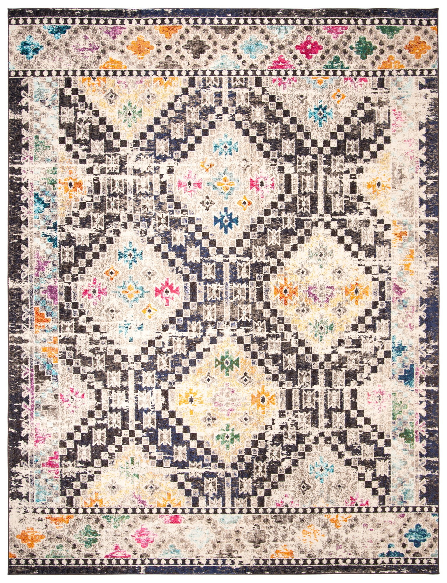 Madison 12' x 18' Black and Yellow Synthetic Area Rug