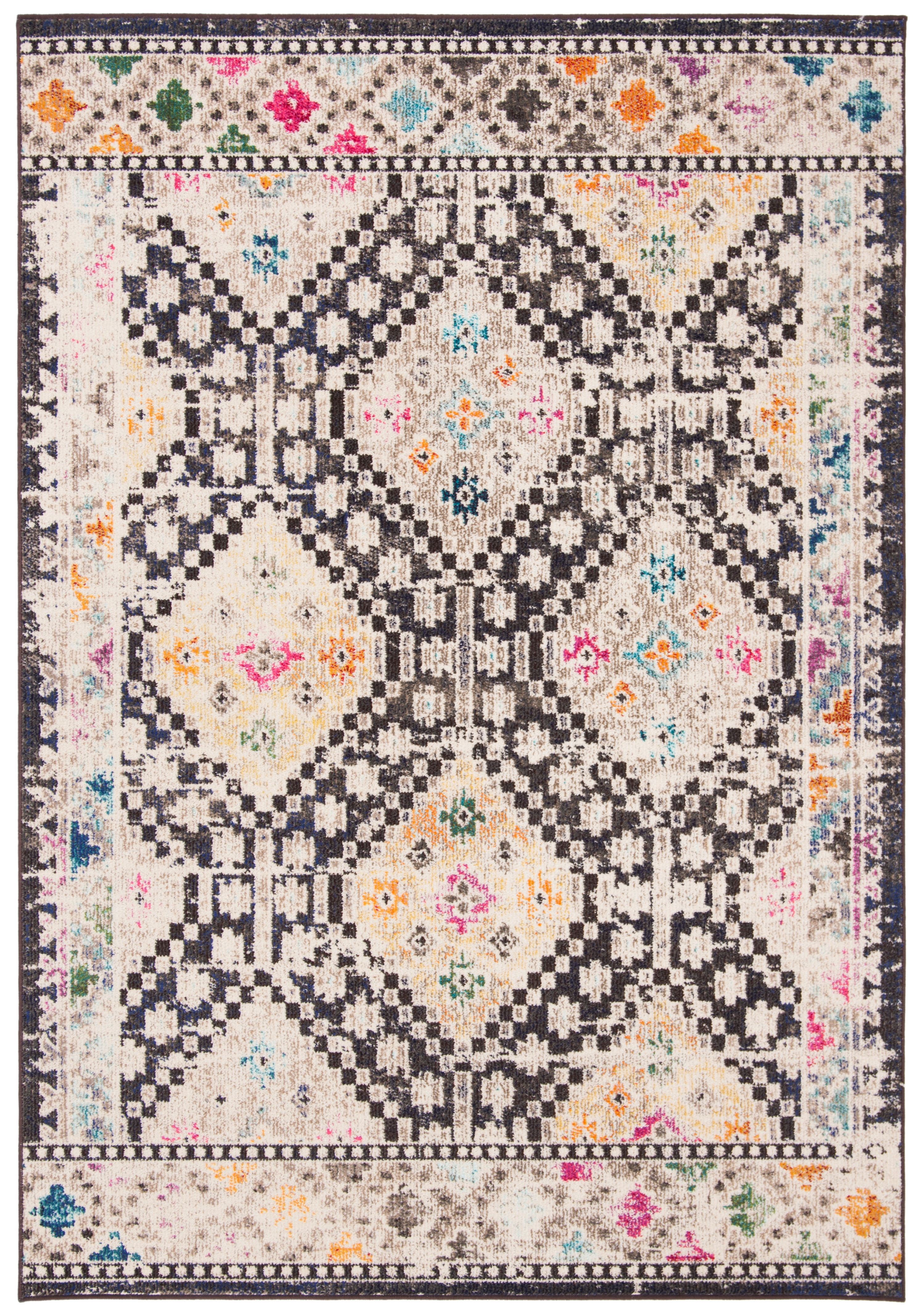 Madison Black and Yellow Hand-knotted Synthetic Area Rug