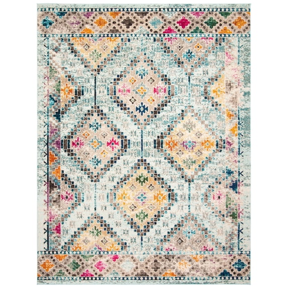 SAFAVIEH Madison Lanford Vintage Geometric Area Rug, Blue/Yellow, 12' x 15'