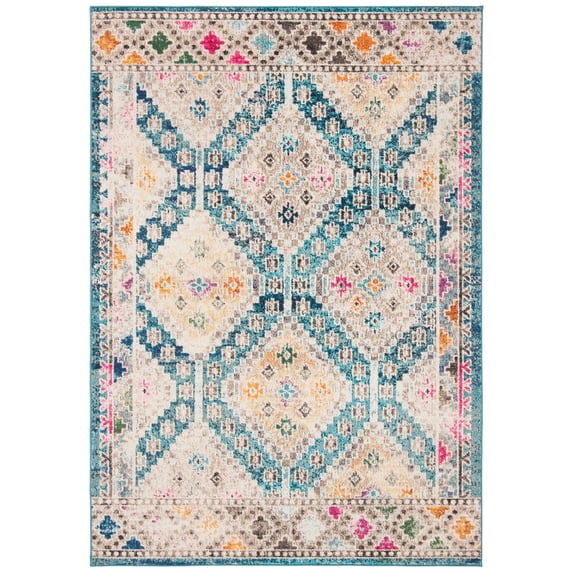 SAFAVIEH Madison Lanford Vintage Geometric Area Rug, Dark Blue/Yellow, 2'6" x 4'
