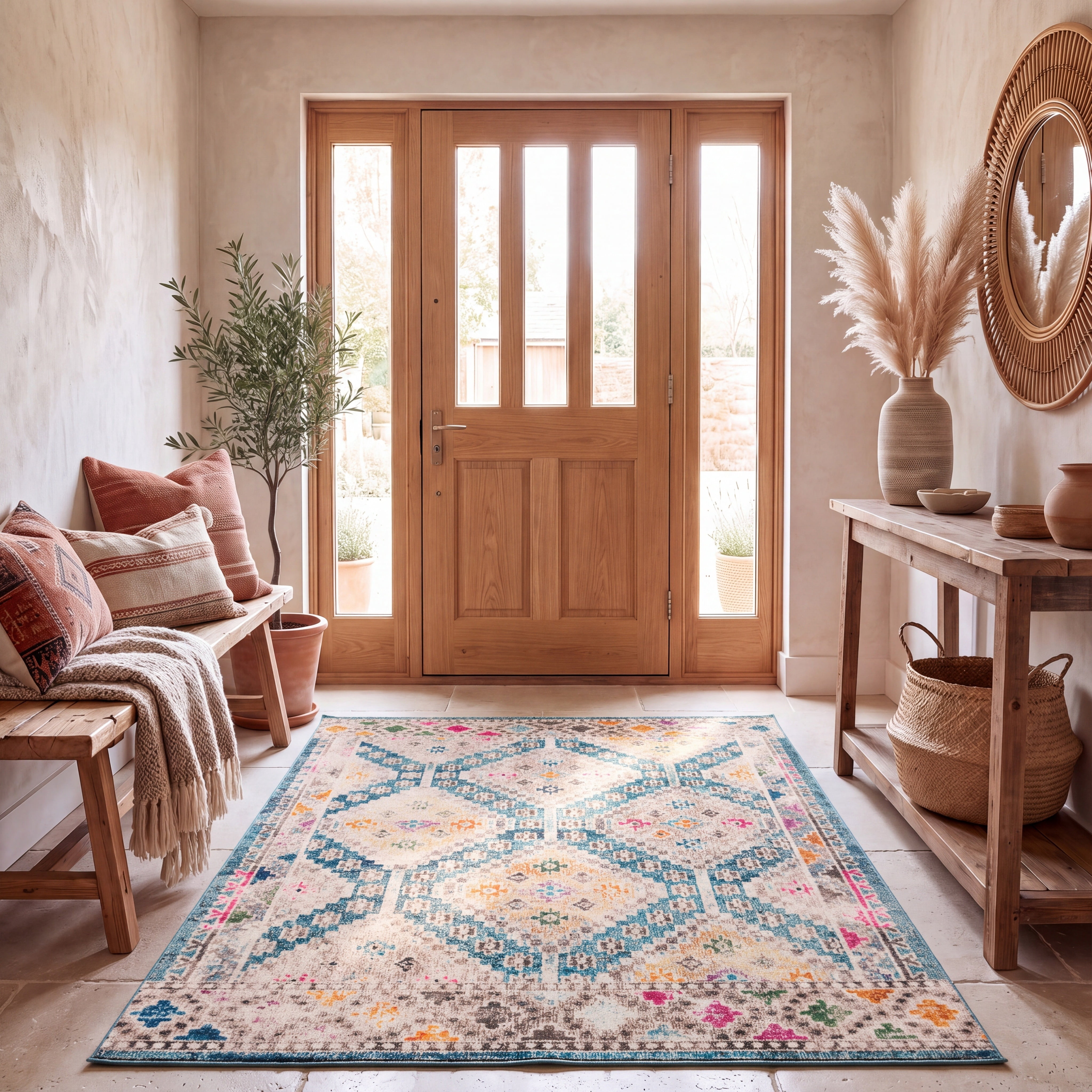 Safavieh Madison Lanford Southwestern Area Rug, Dark Blue/Yellow, 5'3" x 7'6"