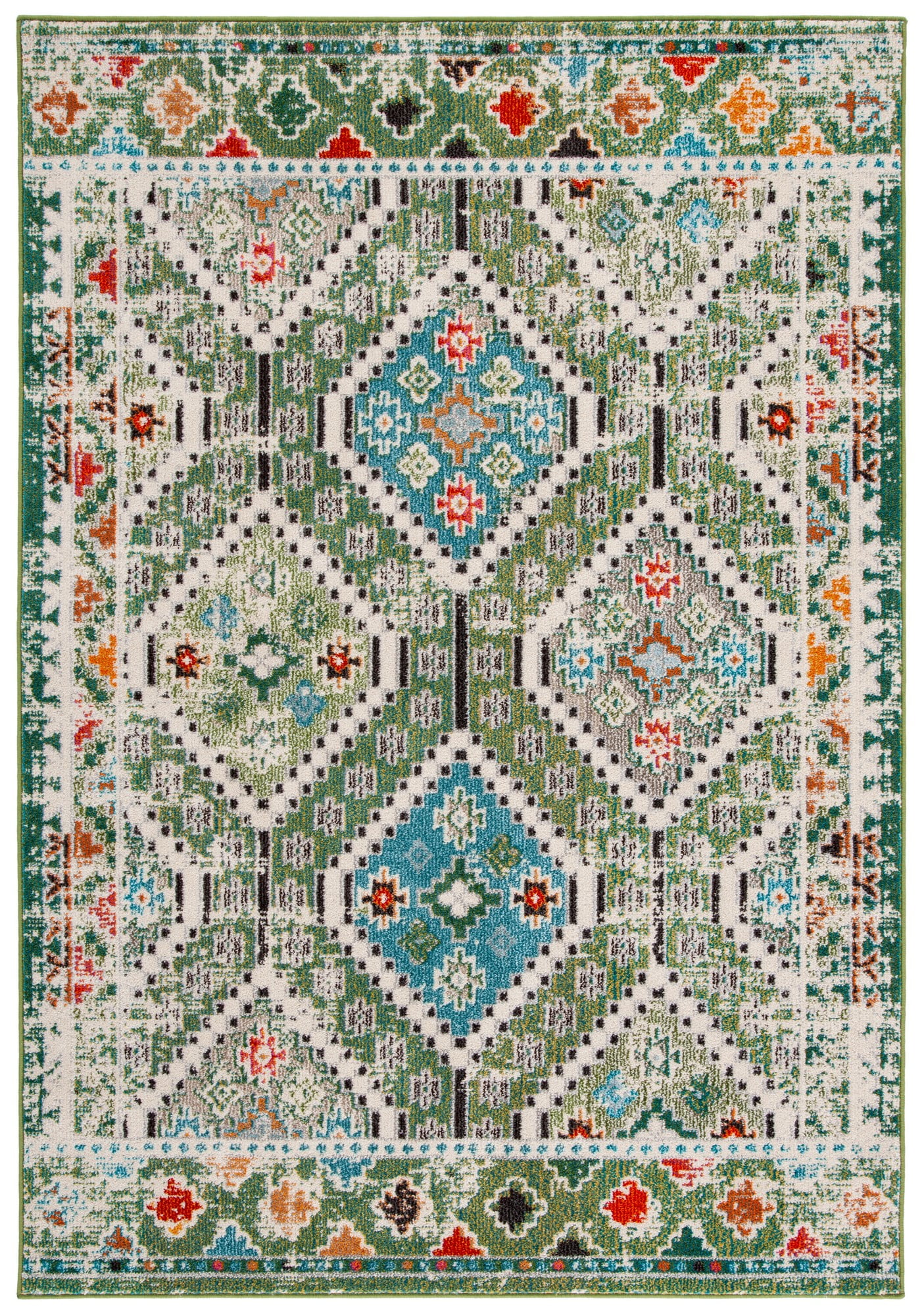 Madison Green and Blue Hand-knotted Round Area Rug