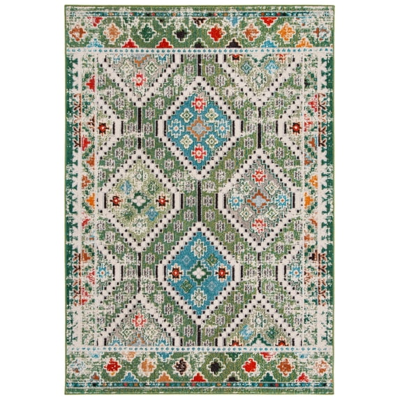 SAFAVIEH Madison Lanford Vintage Geometric Area Rug, Green/Beige, 5'3" x 7'6"