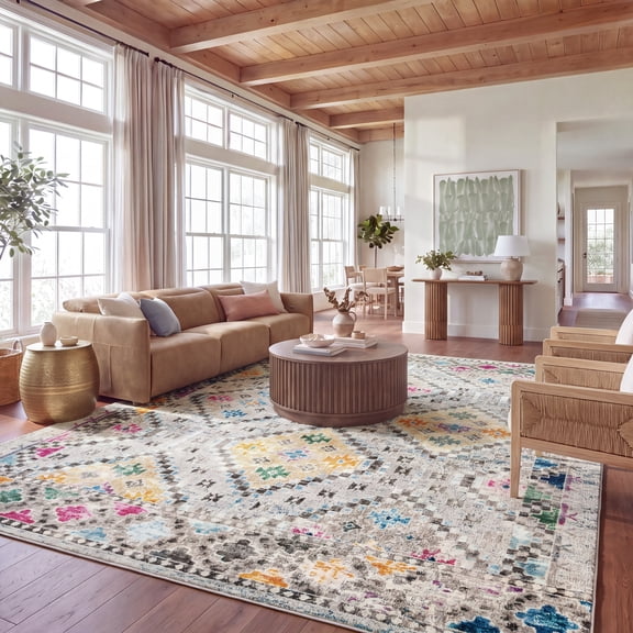 Safavieh Madison Lanford Southwestern Area Rug, Gray/Yellow, 9' x 9' Square