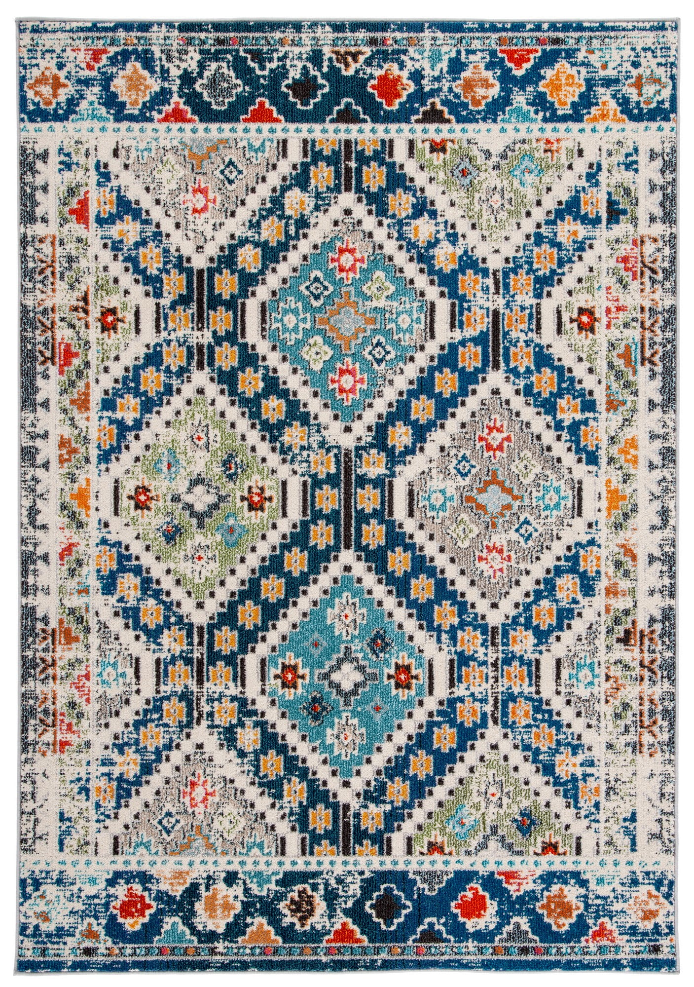 Madison Blue and Beige Geometric Area Rug 3' x 5'