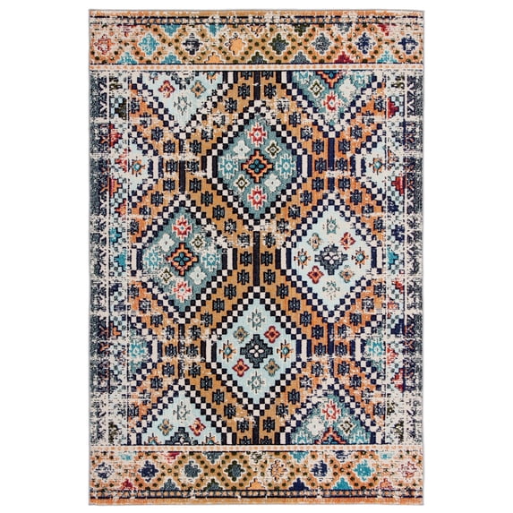 SAFAVIEH Madison Lanford Vintage Geometric Area Rug, Orange/Beige, 4' x 6'