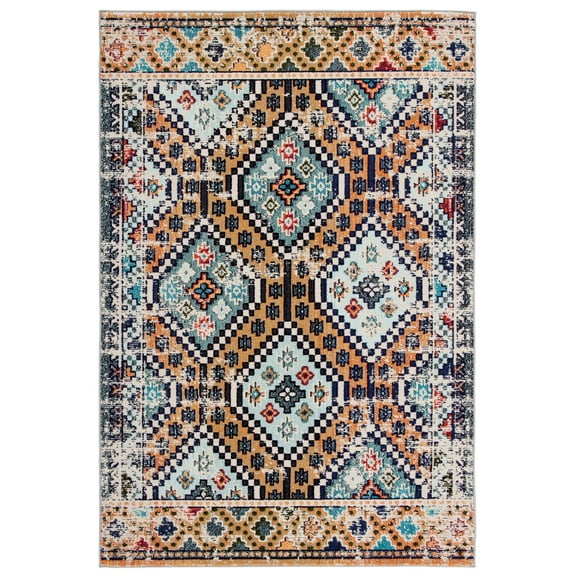 SAFAVIEH Madison Lanford Vintage Geometric Area Rug, Orange/Beige, 8' x 10'
