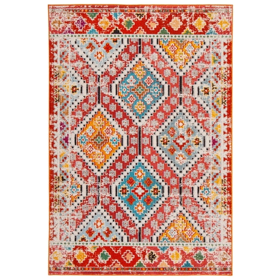 SAFAVIEH Madison Lanford Vintage Geometric Area Rug, Rust/Pink, 4' x 6'