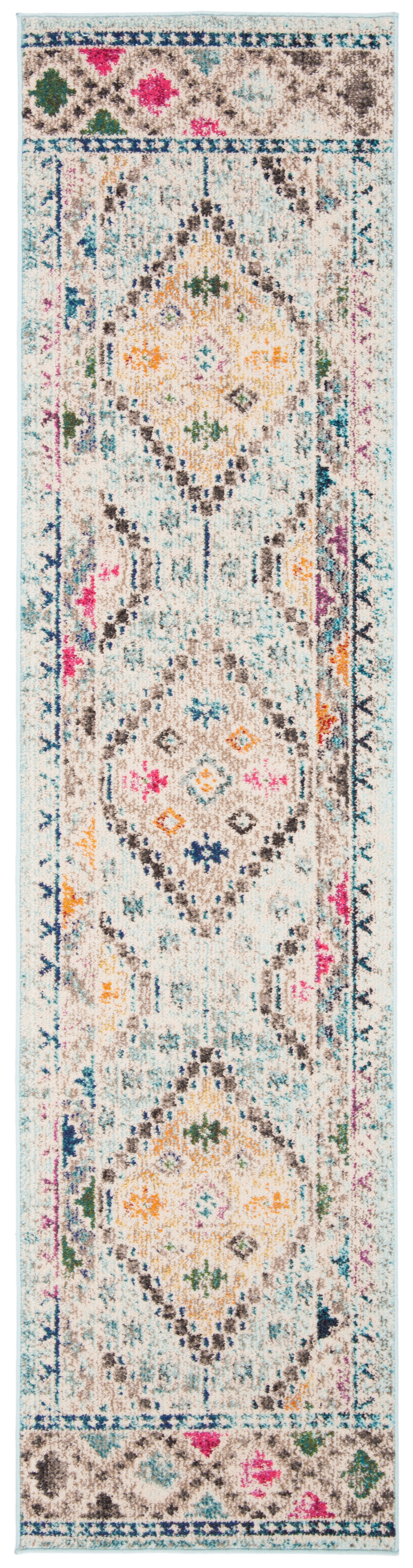 SAFAVIEH Madison Lanford Vintage Geometric Runner Rug, Blue/Yellow, 2'2" x 10'