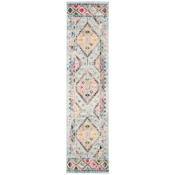 SAFAVIEH Madison Lanford Vintage Geometric Runner Rug, Blue/Yellow, 2'2" x 12'