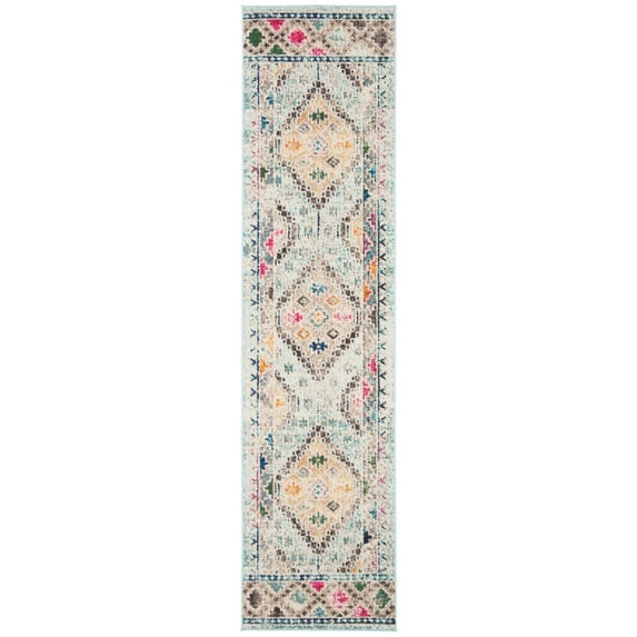 SAFAVIEH Madison Lanford Southwestern Runner Rug, Blue/Yellow, 2'2" x 6'