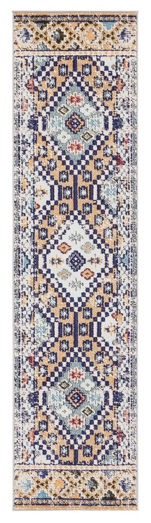 Madison Gray and Orange Hand-knotted Synthetic Runner Rug