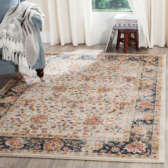 SAFAVIEH Madison Langston Floral Area Rug, Cream/Navy, 5'1" x 7'6"