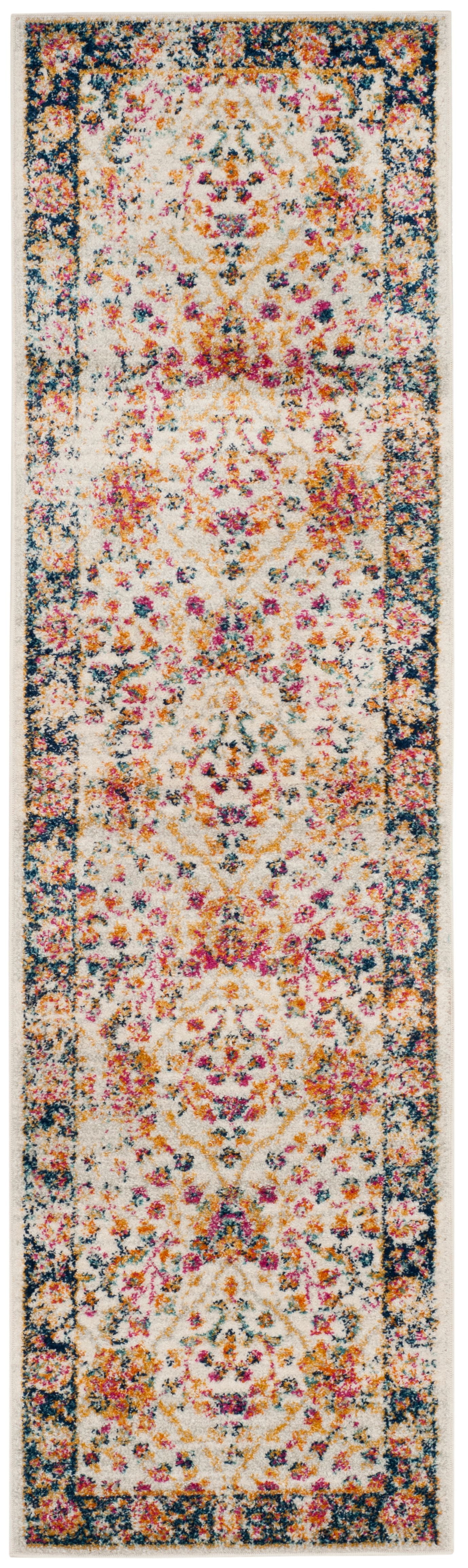 SAFAVIEH Madison Langston Floral Runner Rug, Cream/Navy, 2'3" x 10'