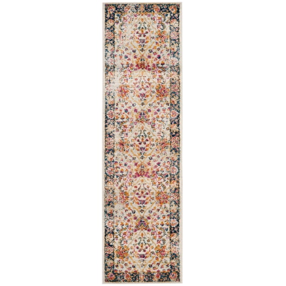 SAFAVIEH Madison Langston Floral Runner Rug, Cream/Navy, 2'3" x 12'