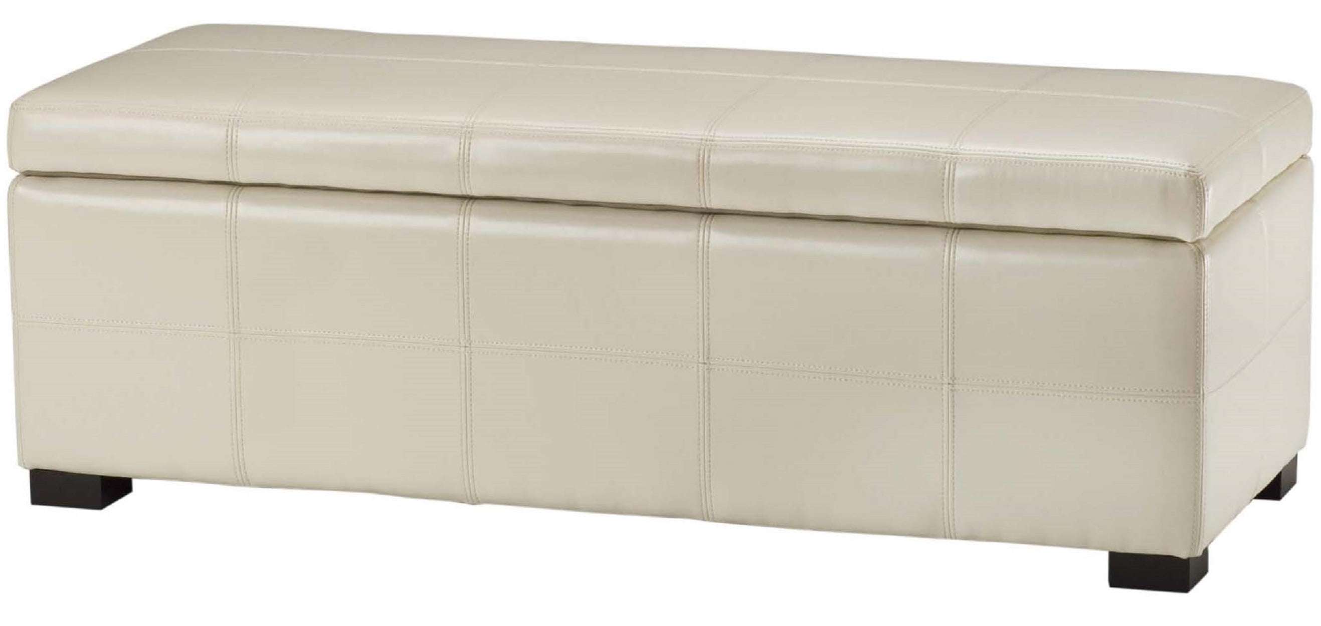 SAFAVIEH Madison Large Rustic Solid Upholstered Storage Bench, Flat Cream