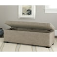 thumbnail image 1 of SAFAVIEH Madison Large Rustic Solid Upholstered Storage Bench, Stone, 1 of 6