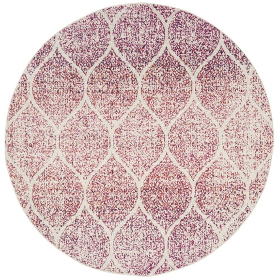 SAFAVIEH Madison Leighton Geometric Area Rug, Cream/Fuchsia, 4' x 4' Round