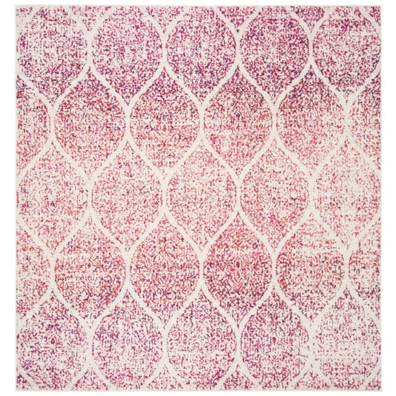 SAFAVIEH Madison Leighton Geometric Area Rug, Cream/Fuchsia, 4' x 4' Square
