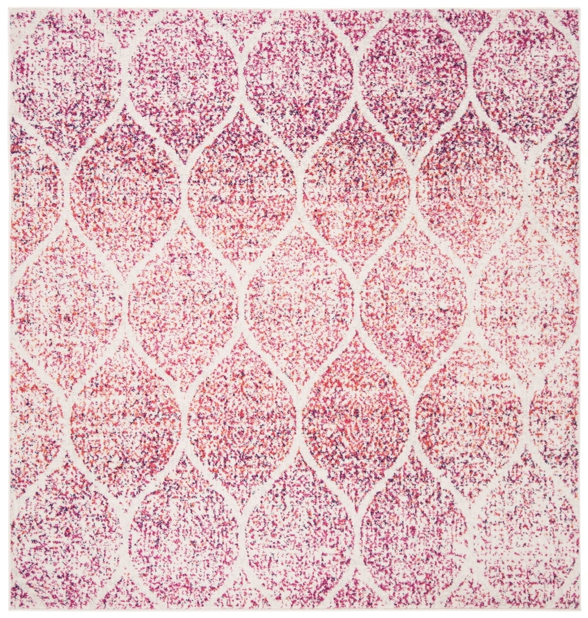 Madison Cream and Fuchsia Square Synthetic Area Rug