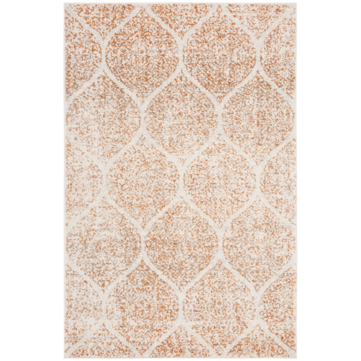 Chic Metro-Mod Cream/Orange Hand-Knotted 4' x 6' Area Rug
