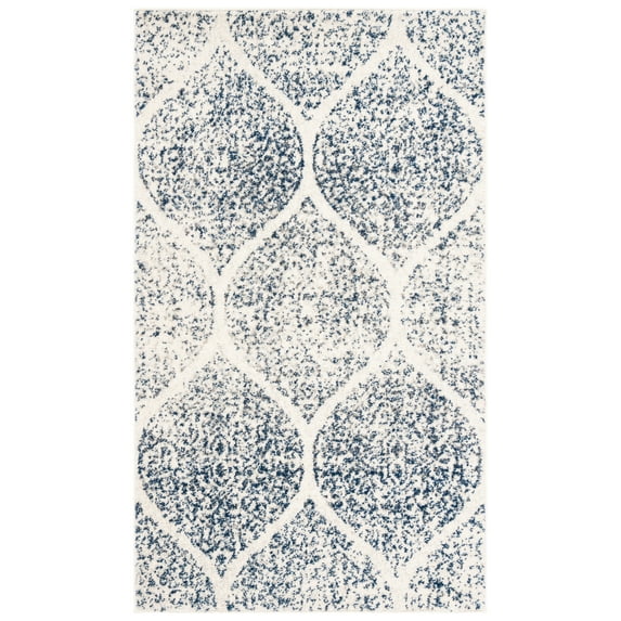 SAFAVIEH Madison Leighton Geometric Area Rug, Cream/Royal Blue, 2'3" x 4'