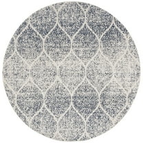 SAFAVIEH Madison Leighton Geometric Area Rug, Cream/Royal Blue, 4' x 4' Round
