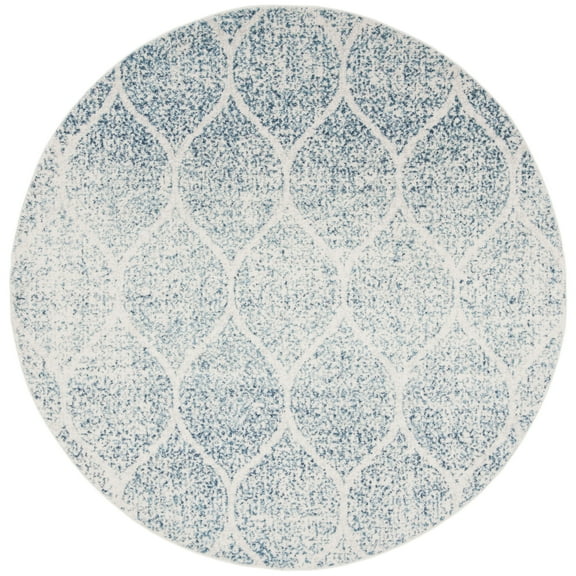 SAFAVIEH Madison Leighton Geometric Area Rug, Cream/Turquoise, 6'7" x 6'7" Round