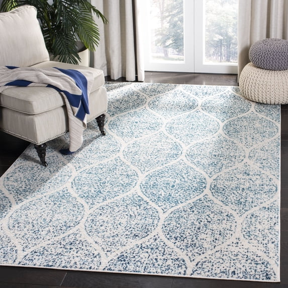 SAFAVIEH Madison Leighton Geometric Area Rug, Cream/Turquoise, 6'7" x 6'7" Square