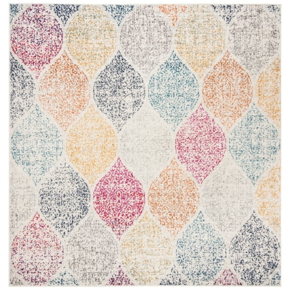 SAFAVIEH Madison Leighton Geometric Area Rug, Cream/Yellow, 9' x 9' Square