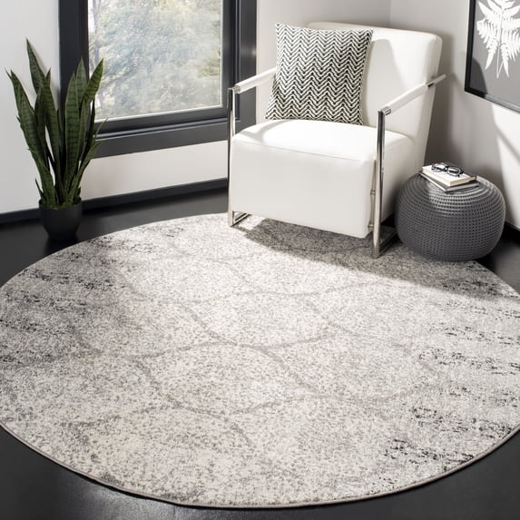 SAFAVIEH Madison Leighton Geometric Area Rug, Grey/Ivory, 9' x 9' Round