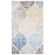 SAFAVIEH Madison Leighton Geometric Area Rug, Ivory/Blue, 2'3" x 4'