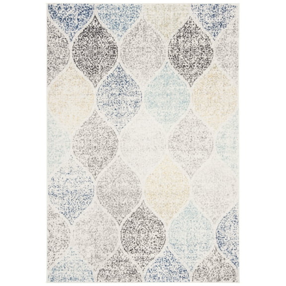 SAFAVIEH Madison Leighton Geometric Area Rug, Ivory/Blue, 4' x 6'
